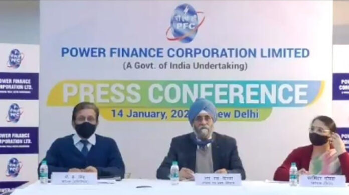 PFC Press Conference- L-R_Shri P K Singh, Director-Commercial, Shri Ravinder Singh Dhillon, CMD-PFC, Smt. Parminder Chopra, Director-Finance