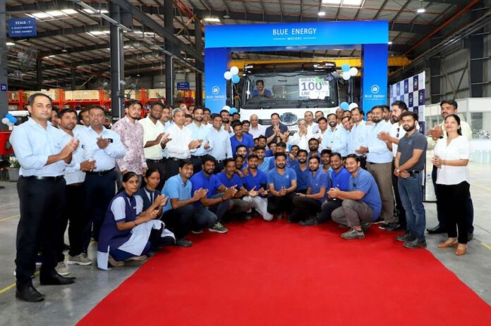 blue energy motors rolls out its 100th truck from pune facility