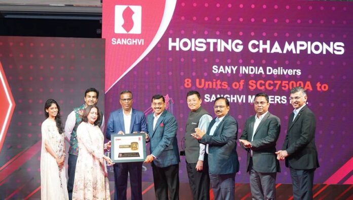 sany india delivers 8 crawler cranes to sanghvi movers