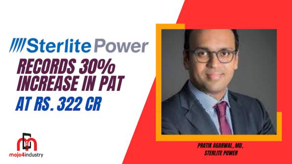 sterlite power records 30 increase in pat at rs 322 cr