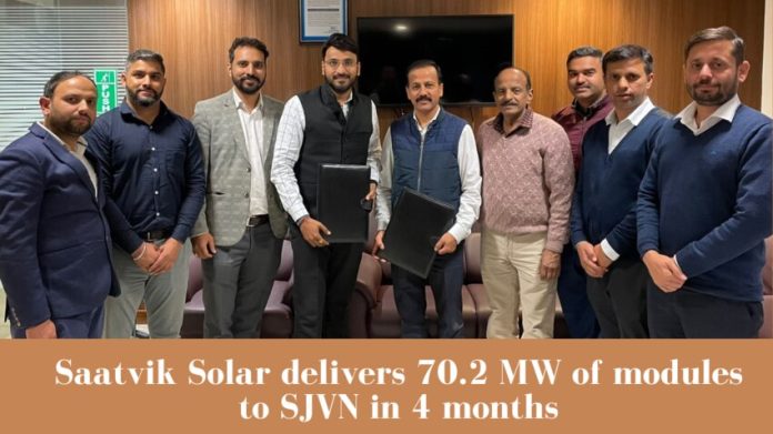 saatvik solar delivers 70 2 mw of modules to sjvn in 4 months